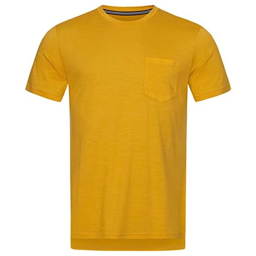 super.natural T-shirt för män, med merinoull, M CITY TEE, Tawny senapsmelange, S