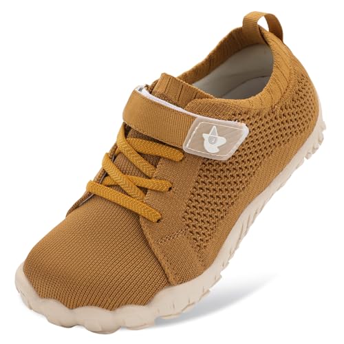 LeIsfIt Kids Shoes Girls Boys Wide Hiking Shoes Kids Anti-Slip Sneakers Lightweight Barefoot Sneakers Brown 1 Big Kid