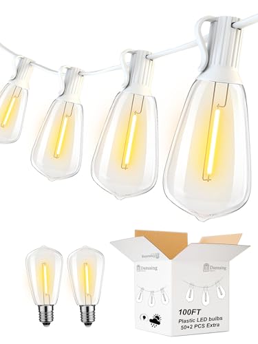 DAMAING-LED-Outdoor-String-Lights-100FT-Patio-Lights-with-52-Shatterproof-Edison-BulbsDimmable-Hanging-LightsWaterproof-String-Lights-for-Outside-WeddingBistroPorchBackyard2200K DAMAING LED Outdoor String Lights 100FT Patio Lights with 52 Shatterproof Edison BulbsDimmable Hanging LightsWaterproof String Lights for Outside WeddingBistroPorchBackyard2200K