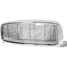 R&L Racing Front Grill Cover Compatible with 2002-2005 Ram | Chrome Luxury Sport Horizontal Style Front Bumper Grille Guard | Front Grille Mesh Guard