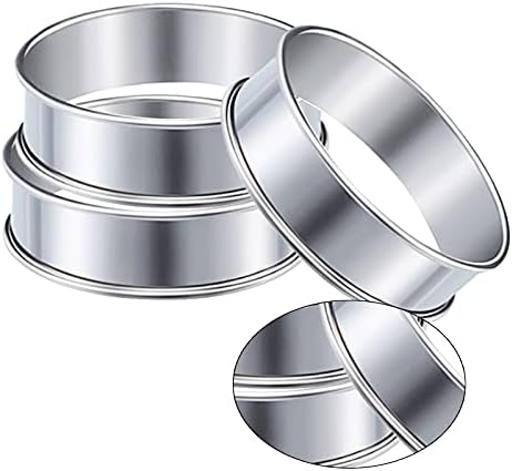 AILANDA 6pcs Cooking Rings, Non Stick Double Rolled Tart Rings Crumpet Rings Stainless Steel 8cm Baking Ring Pastry Rings for Baking Cookie Desserts Pancake Eggs Muffin Kitchen