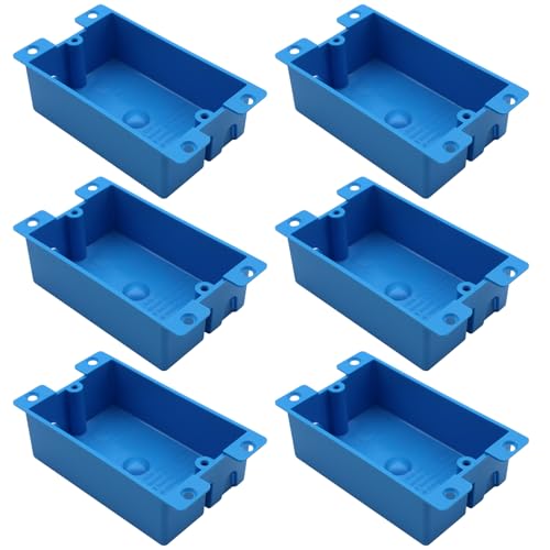 Image of Shallow Old Work Outlet Box, Single Gang, Blue Plastic Electrical Outlet Boxes Plastic, 8 Cubic Inch Electrical Box, ETL Certified, Meets AWG 7 /14, 6 /12, 5 /10 Standards(6 Pack)