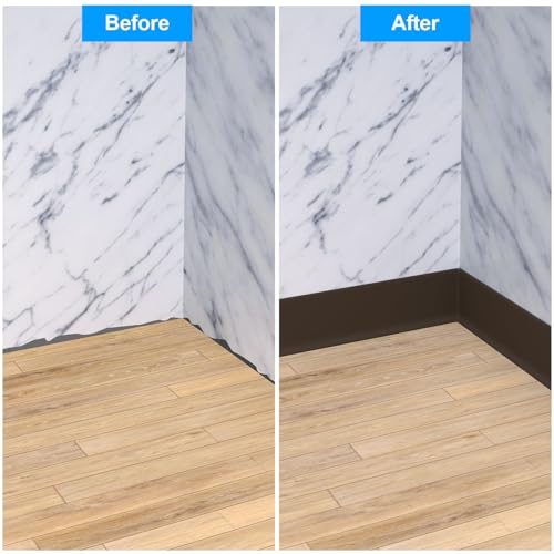 Duzzy Flexible Baseboard Molding Trim, 4 Inch(W) x 100 Feet(L) Peel and Stick Rubber Wall Trim Molding, Self-Adhesive Vinyl Wall Base Cove Base by Duzzy - Used condition - Image 2
