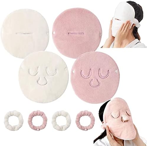 4 Pack Reusable Face Towel Mask Cold Hot Compress Facial Steamer Towel Mask Moisturizing Beauty Skin Care Spa Towels for Facial Facial Steamer Mask for Women Girls