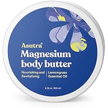ASUTRA Magnesium Body Butter Lotion, 6.76 oz, Soothing Shea Butter & Almond Oil Moisturizer, Premium-Quality Magnesium, Lemongrass Essential Oil