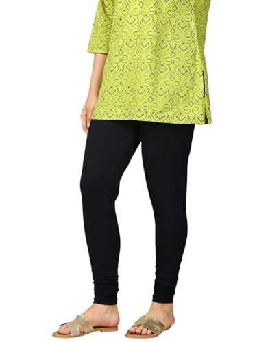 Image of Lux Cozi PYNK Solid Premium Cotton Lycra Churidar Leggings for Women | Regular Fit Elastic Waist Full Length Women Leggings | Free Size