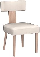 Vista 5 de HNY Juego de 6 sillas de comedor de estilo de mediados de siglo, con tapizado en tela de lino de estilo granja, respaldo curvo, para cocina