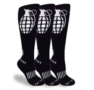 3-Pack Black and White The Ultimate Grenade Knee-High Fitness Socks