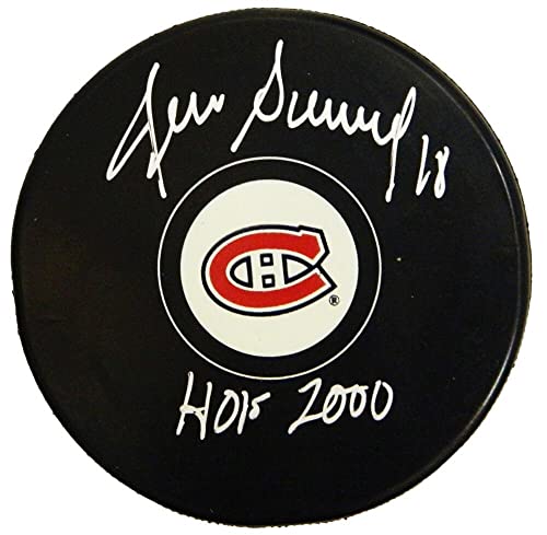 Sports Memorabilia Denis Savard Signed Montreal Canadians Team Logo Hockey Puck w/HOF 2000 - Autographed NHL Pucks