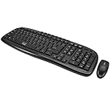Adesso WKB-1330CB - Wireless Keyboard and Mouse Combo, Desktop Keyboard, Ambidextrous Mouse, Multimedia Hotkeys, Long Battery Life with USB Nano Receiver for Desktop/PC/Windows XP/7/8/10,Black