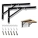 Boeray 16" Folding Shelf Bracket Carbon Steel Triangle Wall Mount Support Black Heavy Duty Paint Bench Table Shelf Brackets 90 Degree Hinge Shelves Tables 220 lb / 100KG Load Pack of 2 with Screw