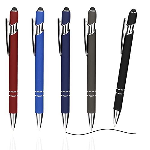 ENLACE Kugelschreiber Hochwertige Ergonomische Kugelschreiber Set 5 Stück, Rutschfeste Griffzone Schwarze Großraumine Kuli für Büro und Haushalt