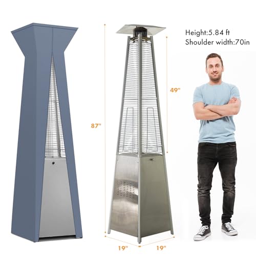 Propane Heater, Outdoor Patio Pyramid Flame Heater with Wheels and Cover, 48000 BTU Portable Propane Heater for Large Space, Outside Party, Backyard and Garden by Yangming - Image 6