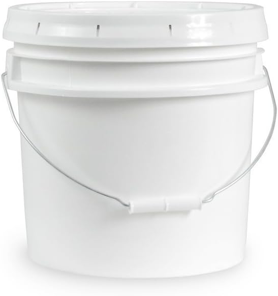 3.5 gallon Food Grade White Plastic Bucket with Handle & Pour Spout Lid - Set of 1