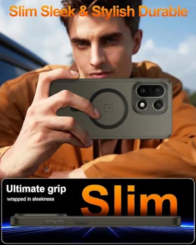 Image of DIZORO Matte Case for Oneplus 15 Compatible with MagSafe, Camera Lens Full Protection, Shockproof Translucent Frosted TPU Soft Phone Cover, Anti-Fingerprint (Black)