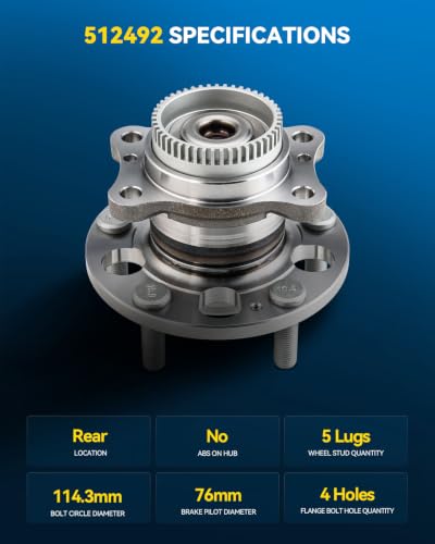 Image of PHILTOP 512492 x2 Rear Wheel Bearing Hub Assembly for Hyundai Elantra
