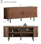 ONBRILL 63" TV Stand with Power Outlet for TVs up to 70 Inch, Entertainment Center with Storage and Adjustable Shelves, Modern Media Console with Sliding Doors for Living Room (Walnut, 63 INCH)