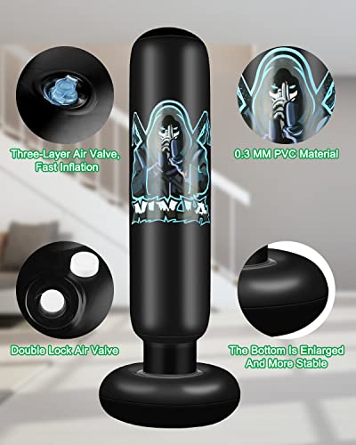 Inflatable Punching Bag For Kids - 63 Inch Boxing Bag With Stand - Freestanding Punching Set With Gloves - Inflatable Boxing Bag For Karate Taekwondo Mma (Gifts For Boys & Girl) #TOP2