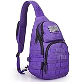 G4Free Tactical EDC Sling Backpack, Military Rover Shoulder Sling Bag Pack with Pistol Holster for Concealed Carry（Purple）