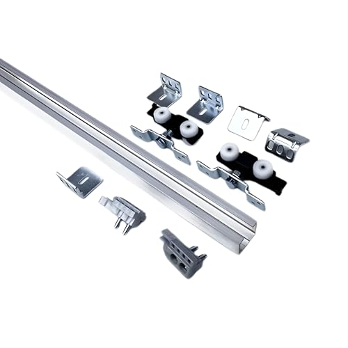 Binari Per Ante o Porte Scorrevoli – Sistema Scorrevole Completo, Binari e Accessori - Portata Max 80kg - Binari per Porte Scorrevoli, 3 metri (Completo - Binario 80kg)