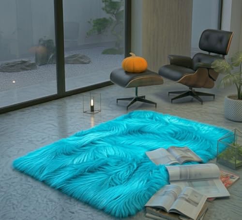 Image of Prokart Soft Faux Fur Fabric Cloth - 60 Inch Wide Pana | Fur Fabric Decorative Cloth for Crafting Soft Toys, Fancy Dress, Baby Photoshoot, Wedding Mandap & Party Decor (Sky Blue, 1 Mtr)