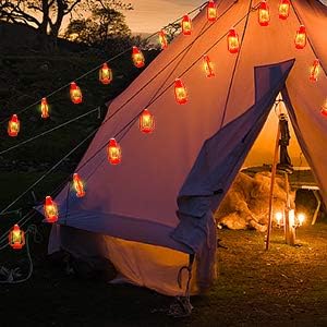 AceList Ramadan Decor Red Kerosene String Lights for Camping, Bedroom, Living Room, Ramadan Decorations Light- 20 LED
