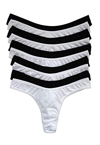 Kit calcinha fio dental 100% algodão - 10 unidades (Brancas e Pretas, M)