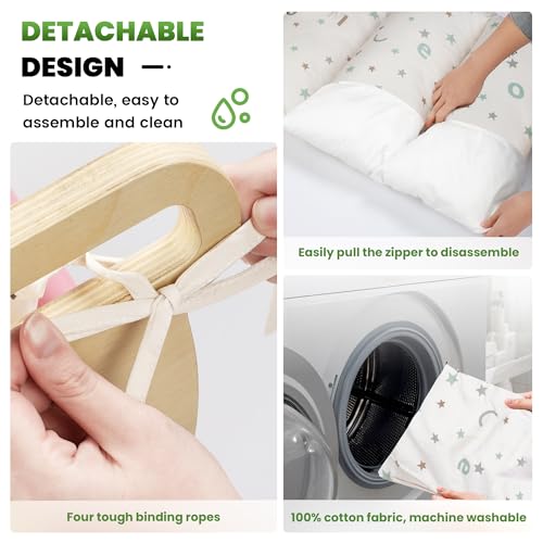 bluewood pikler triangle set with cushion - climbing toys for toddlers 9-in-1 montessori philosophy play jungle gym with arch ramp ladder rainbow