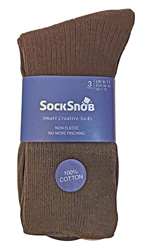 6 Pack Mens 100% Cotton Non Binding Loose Top Lightweight Ribbed Dress Socks (7-12 US, TSFD02)2