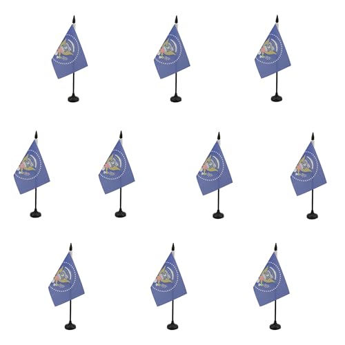 AZ FLAG - AZ FLAG - Lot de 10 drapeaux de table du président des États-Unis 10,2 x 15,2 cm – 10 petits drapeaux de bureau américains 100% polyester 15 x 10 cm – Mini drapeau de bureau avec mât de 25,4 cm et
