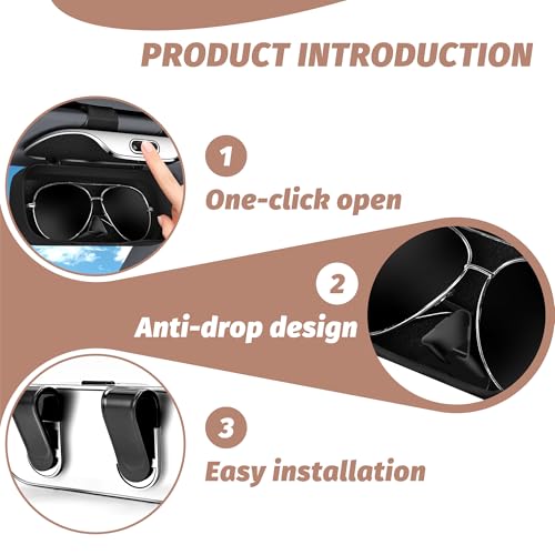 Tioollev Sunglasses Holder for Car Sun Visor, Protective Automotive Eyeglasses Storage Case Hanger, Car Sunglass Holder Suitable for Truck and Sedan to Place Sunglass (Black) by Tioollev - Image 3