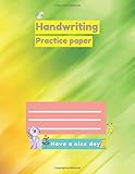  Handwriting Practice Paper Colorful Background Blue Yellow Green Abstract Background With Motion Blur cover,For Student Learning to Write Letter, 100 pages– Large (8.5 x 11 Inches)