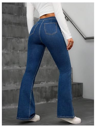 MakeMeChic Women's Casual Flare Jeans High Waist Stretch Bell Bottom Y2k Denim Pants2