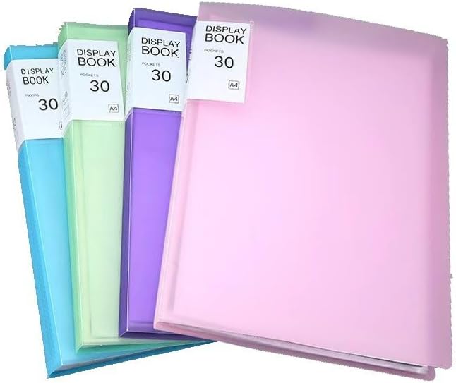 Honeymoon A3 Presentation Display Book 40 Pockets, 2 Packs 80 Sheet, Plastic Binder, Portfolio Folder Document A3 Paper Organizer for Artwork, Drawing, Report[Pink+Blue]