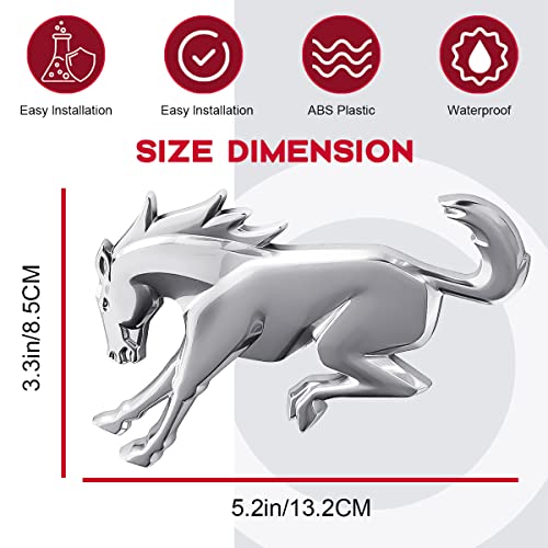 2 Pack Horse Badges Tailgate Emblems Compatible For Bron-C Sport Accessories 2020 2021 2022 3D Raised Overlay Logo With 3-M Adhesive - Chrome Silver 1 Facing Left & 1 Facing Right #TOP2