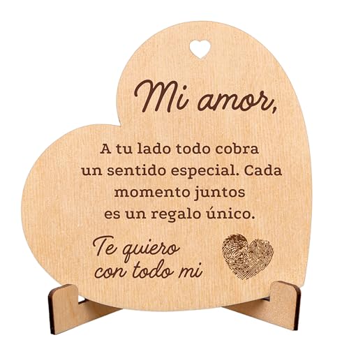 CUBIBOO ART Corazón de Madera con Soporte Regalos Originales para Parejas - Regalos para Parejas - Regalos para Novio - Regalos para Novia