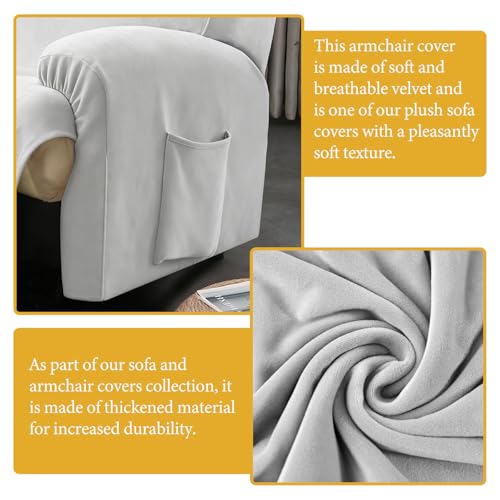 Funda de terciopelo para silla reclinable con bolsillo protector elástico 5