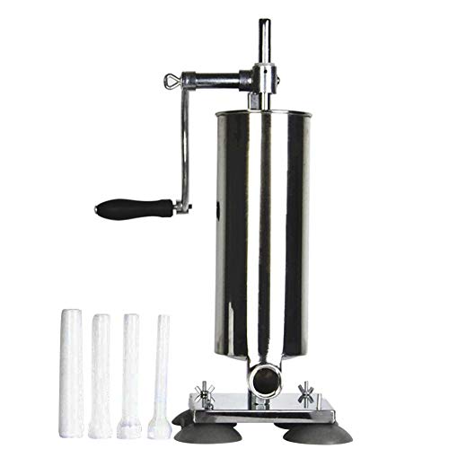 Vendeur pro 4L Poussoir à Saucisses, Poussoir A Viande Machine à Saucisse en Inox Viande Hachée avec 4 Tubes