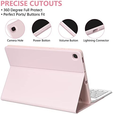 Keyboard Case for Samsung Galaxy Tab S6 Lite 10.4 inch 2022/2020(SM-P613/P619/P610/P615) Slim Smart Leather Cover with Detachable Bluetooth Keyboard & Pen Holder for Samsung Tab S6 Lite 10.4(Pink)