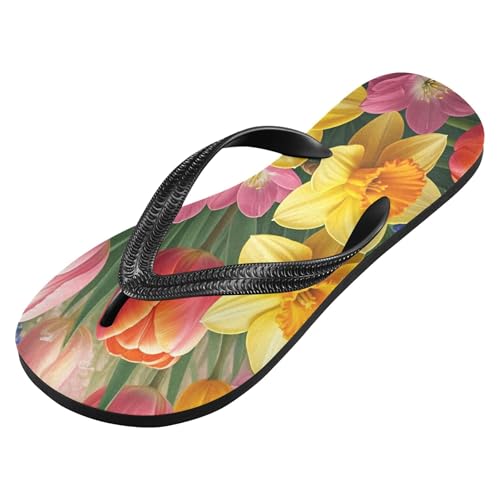 Burbuja Spring Flowers Flip Flops for Women Men, Soft Thong Sandals Rubber Slippers for Pool Beach Essentials2
