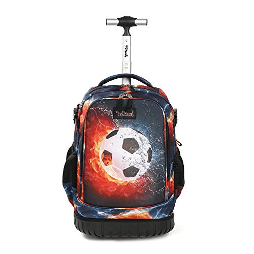 Tilami Rolling Backpack 19 inch Wheeled Cute LAPTOP Boys Girls Travel School Student Trip (Football)