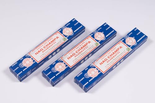 Original Satya Nagchampa Agarbatti Incense Sticks Gift Pack of 3X 15G for Aromatherapy Spa Yoga Weddings Meditation Healing Positivity and Relaxation by Greensense