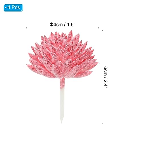 PATIKIL Artificial Succulents Picks, 4 Pack Unpotted Faux Succulent Small Fake Succulent Plants for Home Landscape Decoration Red - Image 2