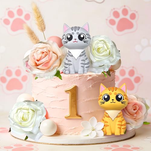 LaVenty Cat Cake Topper Kitty Cake Topper Decorations for Cat Themed Birthday Party Cute Meow Birthday Party Girl Baby Shower Party Decoration by LaVenty - Used condition - Image 4