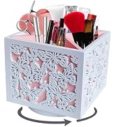Rotating Makeup Organizer Countertop, Wooden Makeup Brush Holder Vanity Organizer, Office Pen Hol...
