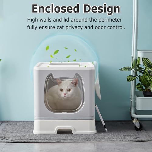 Caja de arena cubierta para gatos mediana con tapa miniatura 4