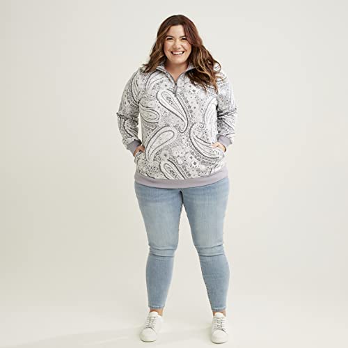 Vera Bradley 29255-127323XL Women'S French Terry Quarter-Zip Sweatshirt With Pockets (Extended Size Range), Citrus Paisley Gray thumb #5