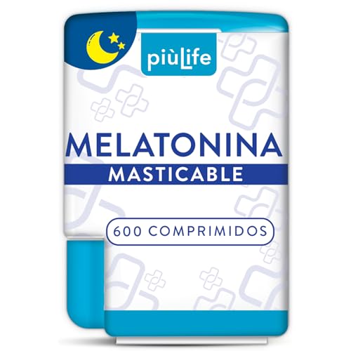 Melatonina Pura 1,9 mg Dosis (2 Al Día) 600 Comprimidos PiùLife, Melatonina Masticable, Pastillas Para Dormir, Alviar Jet Lag, Dormir Bien Adultos Y Melatonina Niños, Sueño Zzz
