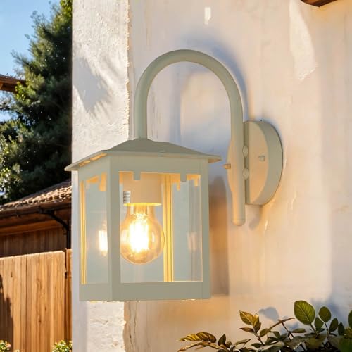 Aplique exterior de metal en color crema IP23 casa balcón D: 25 cm E27 máx.60 vatios farol rústico aplique exterior jardín CREMA