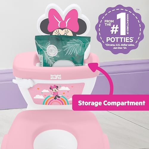 Bright Starts Disney Junior Minnie Mouse My Size Potty Training Toilet, Toddler Potty Chair with Flushing & Cheering Sounds, Removable Seat with Splash Guard & Handles, Ages 18+ Months, Up to 50 lbs — view 7